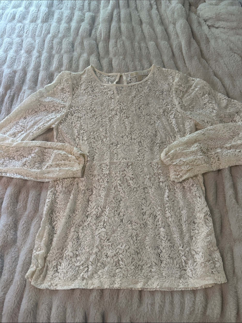 Michael Kors Lace Long-Sleeve Women's Top - Cream Size Medium